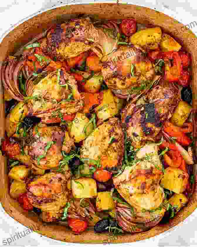 A Golden Roasted Whole Chicken, Garnished With Fresh Herbs And Vegetables. The Dutch Oven Cookbook: Recipes For The Best Pot In Your Kitchen