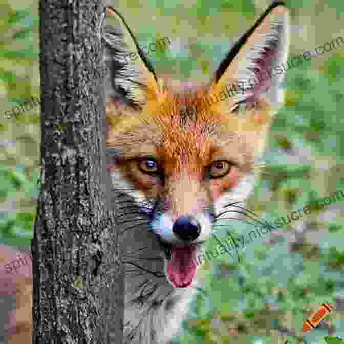 A Sly Fox Peering Out From Behind A Tree Trunk, Its Cunning Gaze Apparent A Like Alphabet: A Like Animals