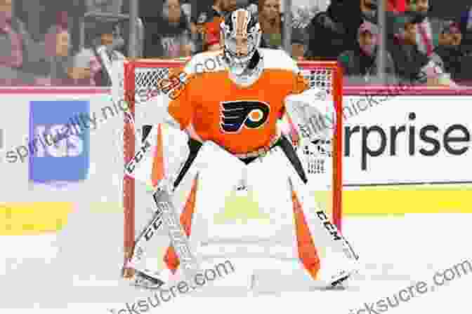 Carter Hart, The Flyers' Young And Promising Goaltender, Making A Spectacular Sprawling Save The Big 50: Philadelphia Flyers: The Men And Moments That Made The Philadelphia Flyers