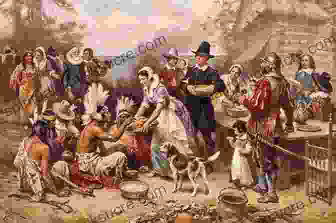 The Pilgrims And Native Americans Meeting On The Shores Of New England, Marking A Pivotal Moment In The Region's History. Indian New England Before The Mayflower
